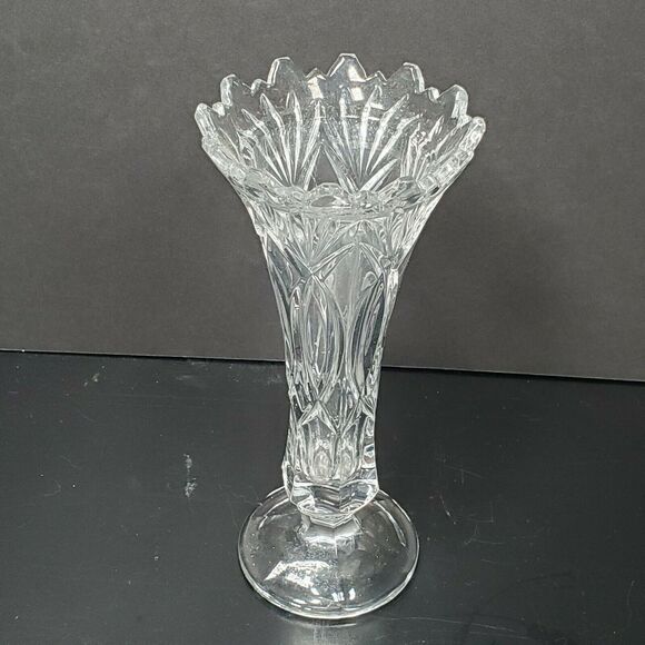 Crystal Vase Saw Tooth Edge 8" - Picture 2 of 7